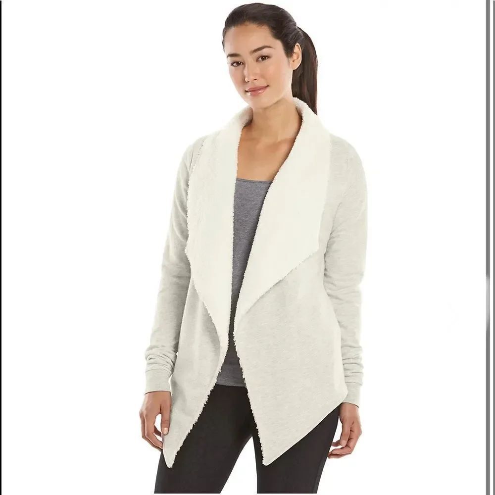 Gaiam Compass Sherpa Open-Front Wrap Yoga Cardigan Size XS